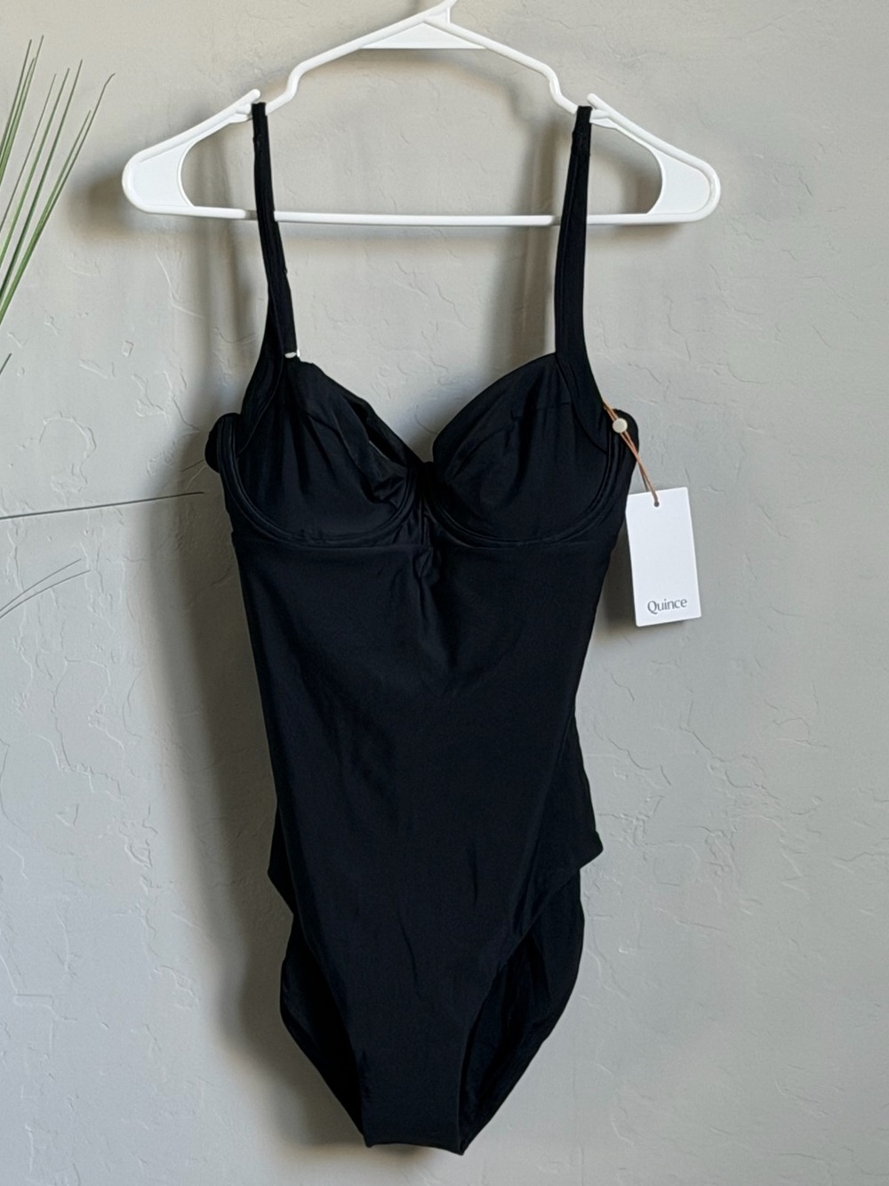 Quince Black Underwire Tie Back One Piece Swimsuit NWT M